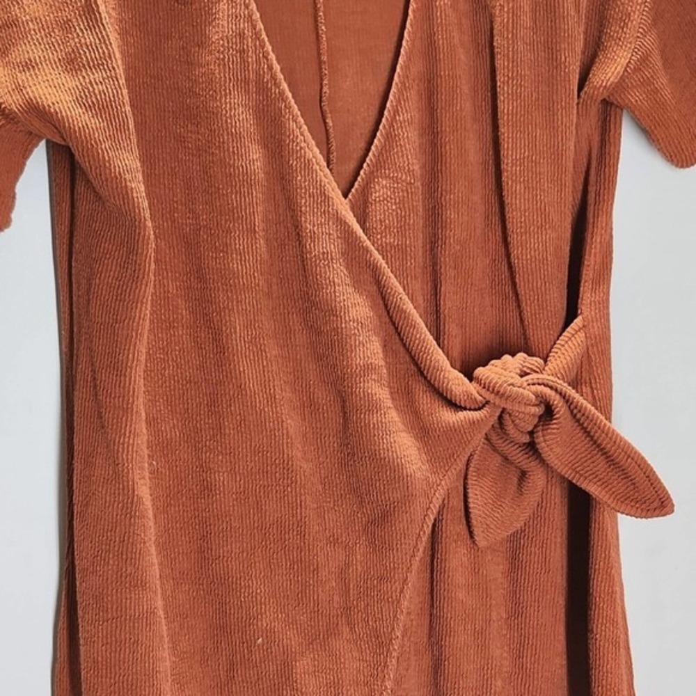Madewell Wrap Jumpsuit Orange Textured Knit Tie-Knot Size Medium - Picture 3 of 9